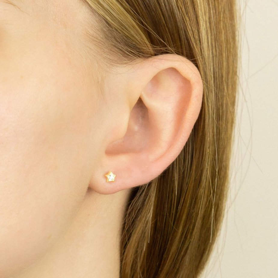 Gold Plated Sparkle Star Stud Earrings Silverado Jewellery