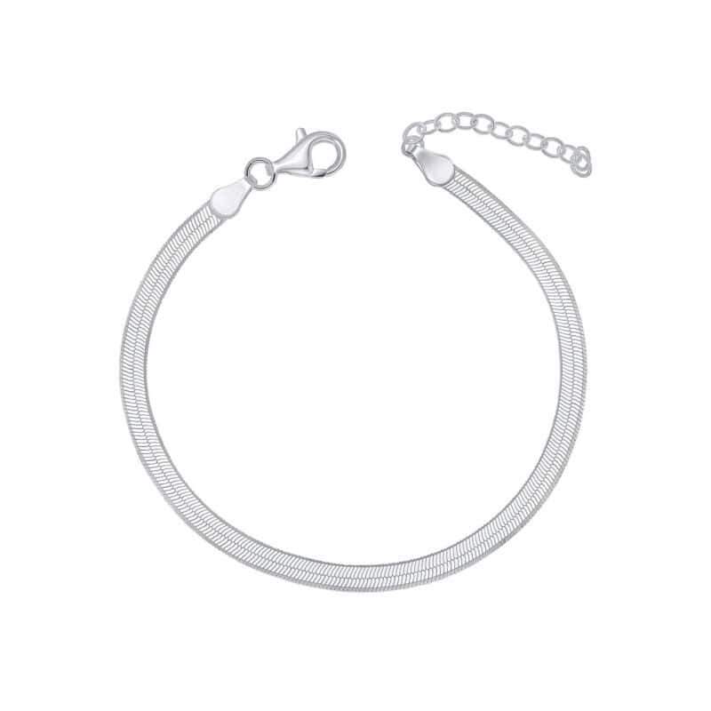 Sophisticated Silver Herringbone Chain Bracelet: Sterling Silver