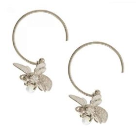 Alex Monroe Silver Flying Bee Hoop earrings