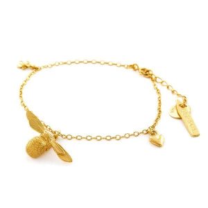 Alex Monroe Jewellery Gold Vermeil Baby Bee Charm Bracelet