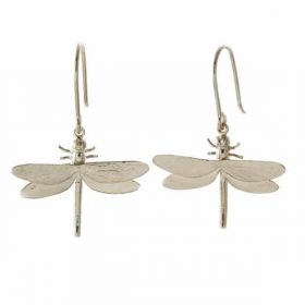 Silver Dragonfly Drop Earrings - Alex Monroe - Silverado Jewellery