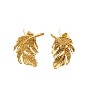 Alex Monroe Jewellery Gold Feather Stud Earrings