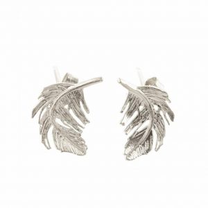Alex Monroe Silver Feather Stud earrings