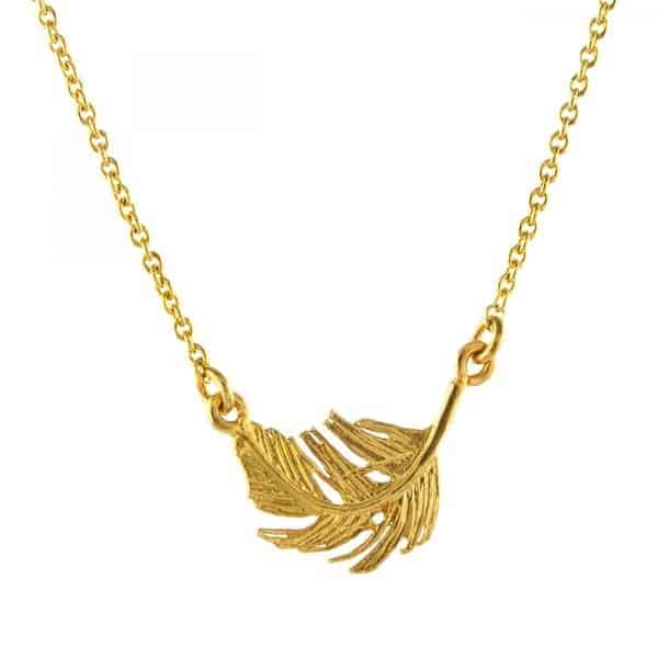 Alex Monroe Gold In;ine Feather Necklace