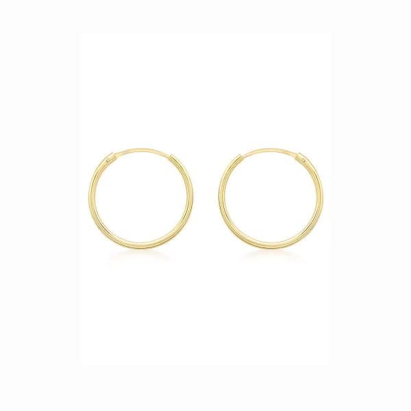 14mm gold sleeper hoop earring from silverado jewellery