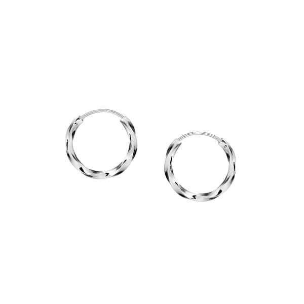 14mm sterling silver twirl sleeper hoop earrings