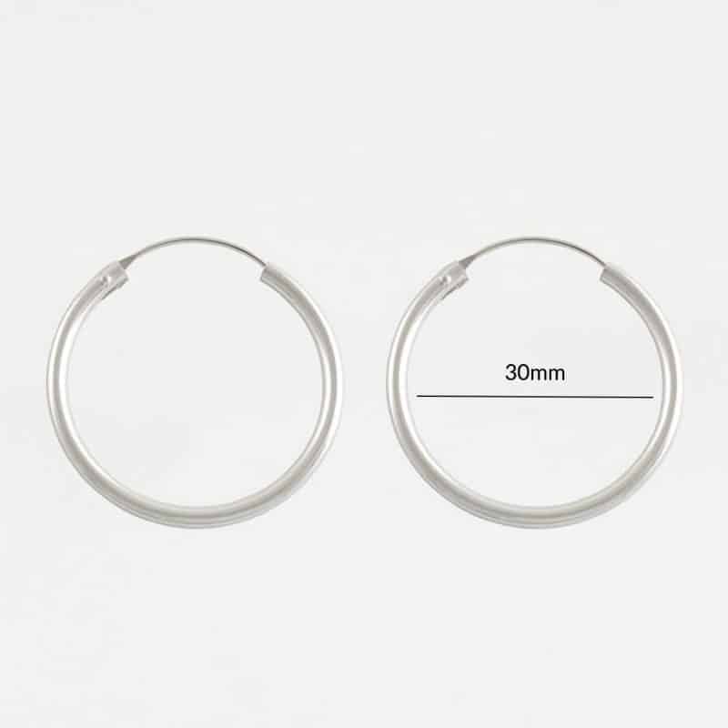 30mm silver hoop earrings at silverado jewellery