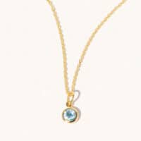 Gold Blue Topaz Birthstone Necklace - March - Silverado Jewellery