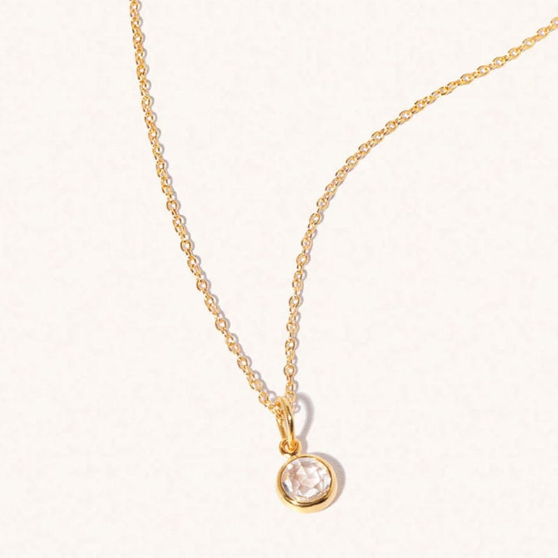 Gold Crystal Birthstone Necklace - April - Silverado Jewellery