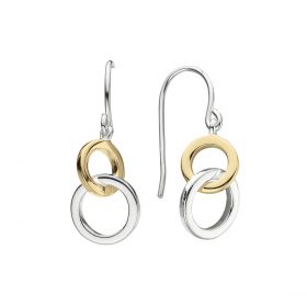 Gold and Silver Two Loop Drop Earrings