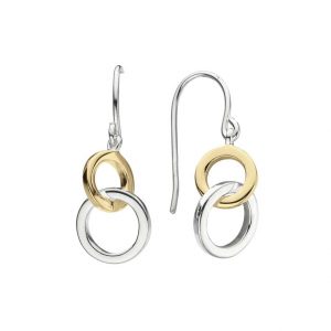 Gold and Silver Two Loop Drop Earrings