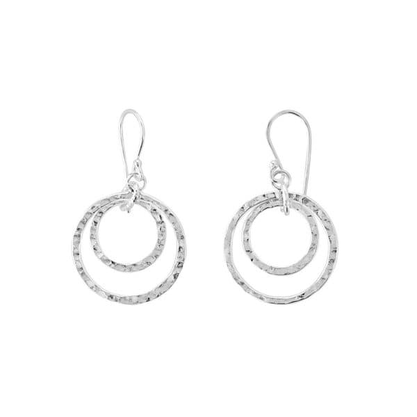 Silver Hammered Loop Earrings Silverado Jewellery
