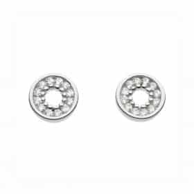 Silver sparkling circle stud earrings