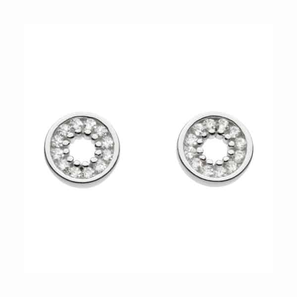 Silver sparkling circle stud earrings
