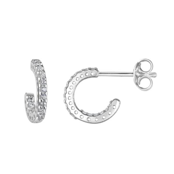 Sterling Silver Sparkly Huggie Hoop Earrings