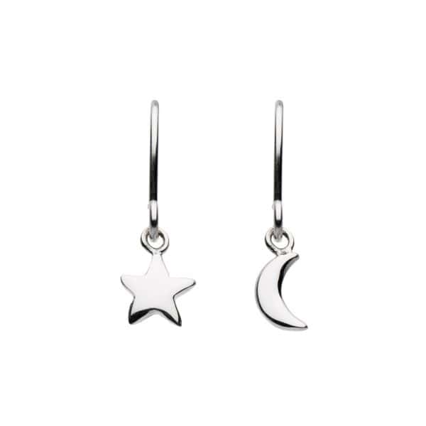 Sterling silver moon and star drop earrings from silverado jewellery