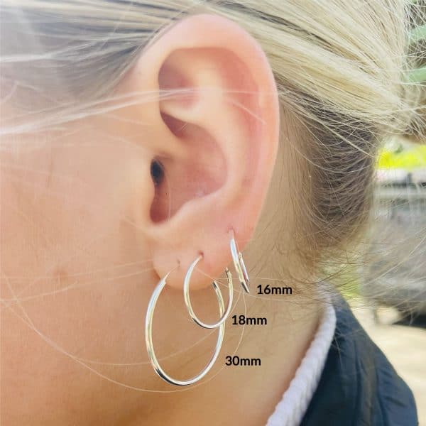 Sterling silver sleeper hoop earrings