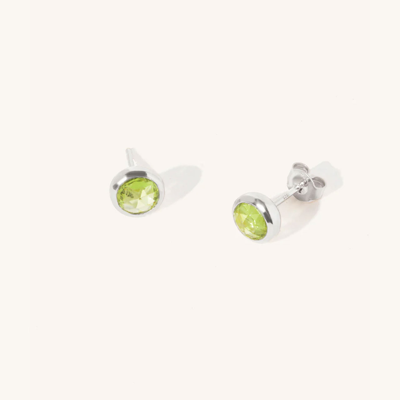 Silver Peridot August Birthstone Stud Earrings - Luceir - Silverado Jewellery