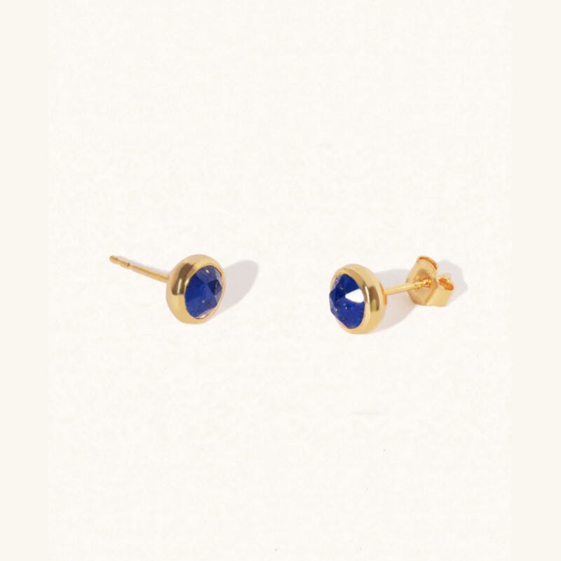 September Birthstone Stud Earrings - Lapis Lazuli - Silverado Jewellery