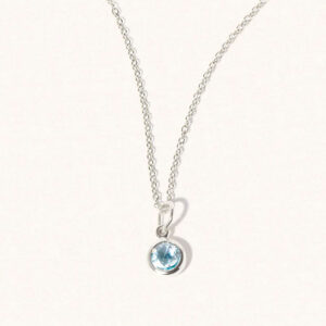 Silver Blue Topaz Birthstone Necklace - March - Silverado Jewellery