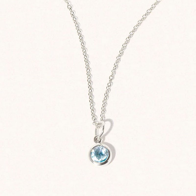 Silver Blue Topaz Birthstone Necklace - March - Silverado Jewellery