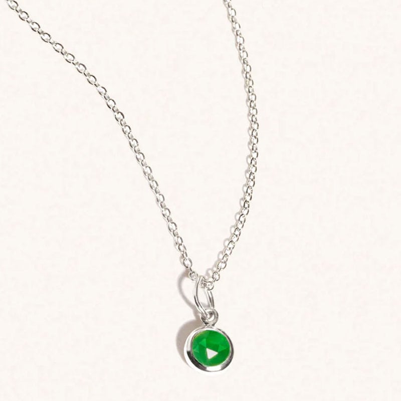 Silver Emerald Birthstone Necklace - May - Silverado Jewellery