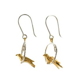 Tiny Bird Loop Earrings - Alex Monroe - Silverado Jewellery