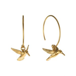 gold hummingbird hoop earrings - Alex Monroe - Silverado Jewellery