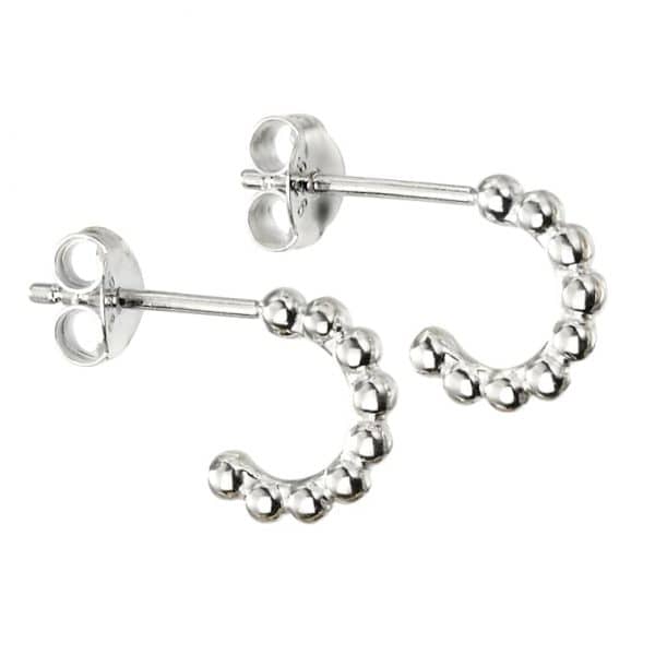 Sterling silver small hoop earrings with bobble edge