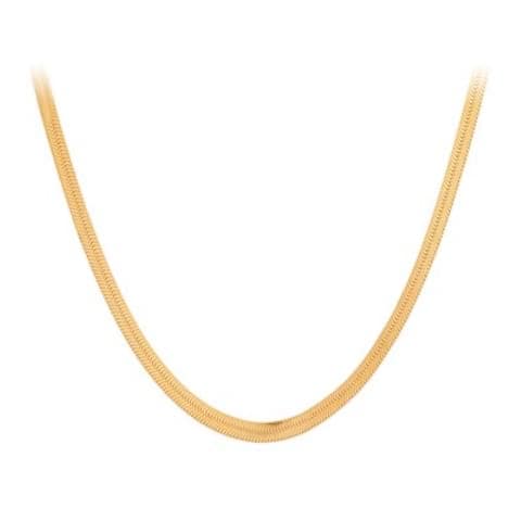18 carat gold plated sterling silver flat snake chain necklace, by Pernille Corydon.