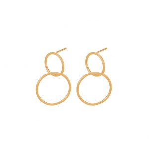 18ct gold plated sterling silver double loop earrings with interlocking brushed effect loops, by Pernille Corydon