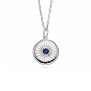 Blue Crystal Disc Necklace - Silverado Jewellery