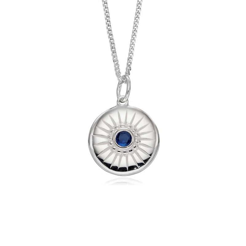 Blue Crystal Disc Necklace - Silverado Jewellery