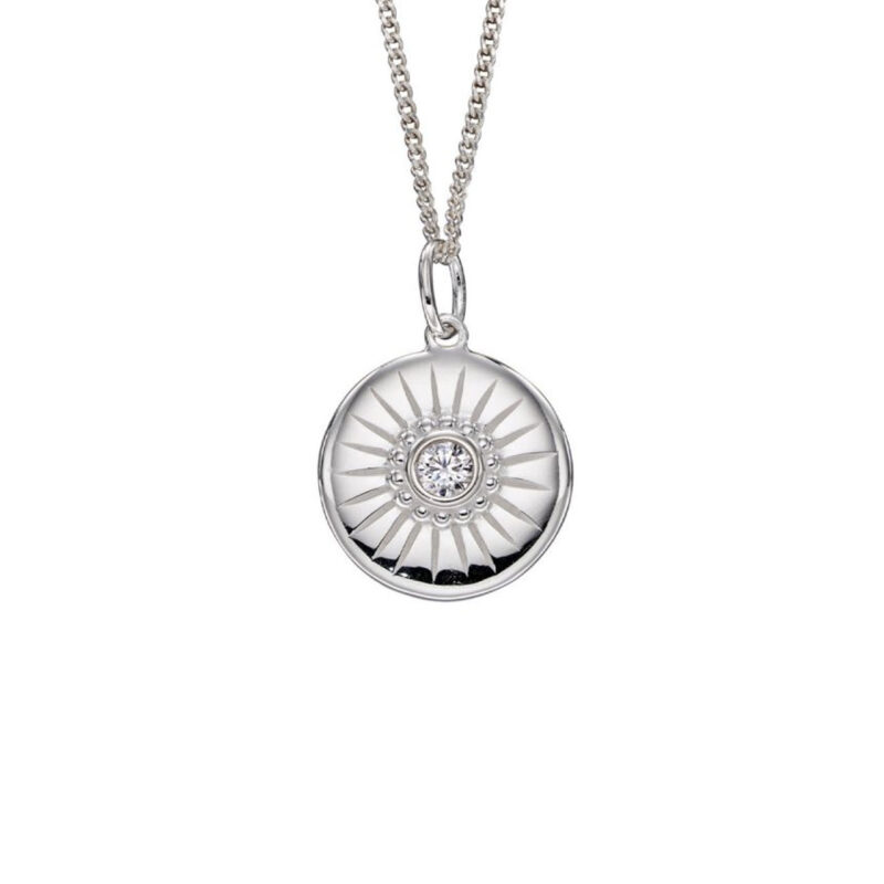 Silver Cubic Zirconia Disc Necklace - Silverado Jewellery