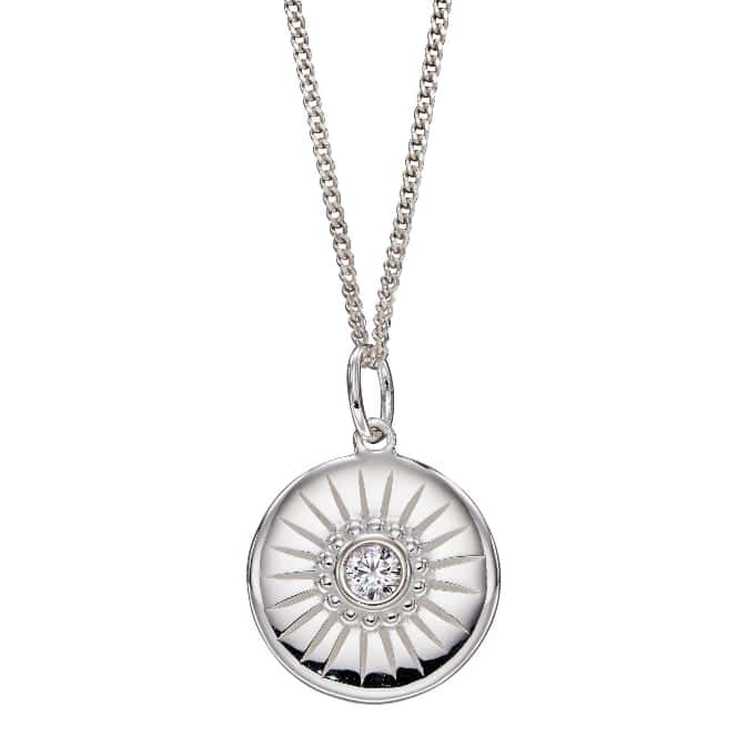 Silver Cubic Zirconia Disc Pendant - Buy Online - Silverado Jewellery