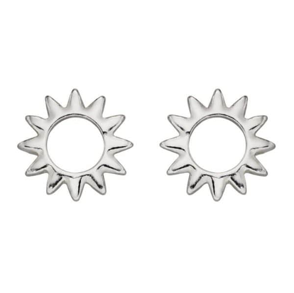 Sterling silver cut-out stud earrings in the shape of a sun
