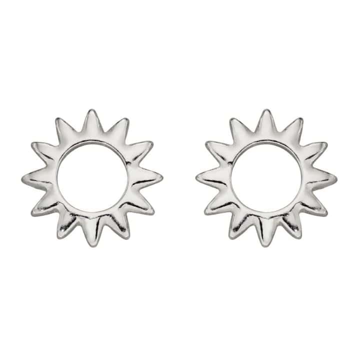 Sterling silver cut-out stud earrings in the shape of a sun