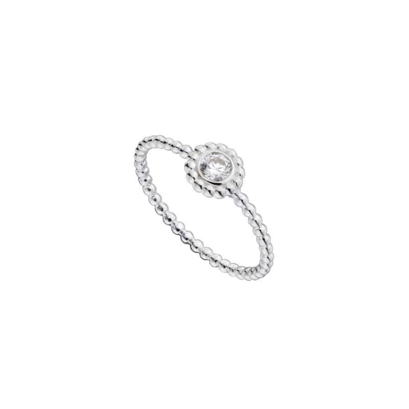 Silver Bobble cubic zirconia crystal stacking ring - silverado jewellery