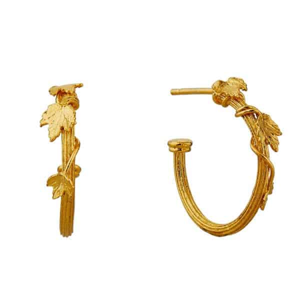 Alex Monroe Overgrown Column Medium Hoop Earrings - Silverado Jewellery