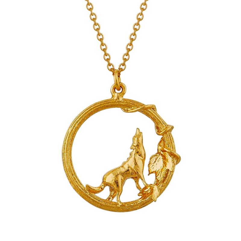Alex Monroe Column Loop Necklace with Howling Wolf - Silverado Jewellery