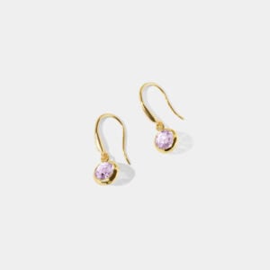 February Birthstone Gold Drop Earrings - Amethyst - Silverado Jewellery