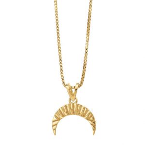 Gold Crescent moon necklace by Rachel Jackson