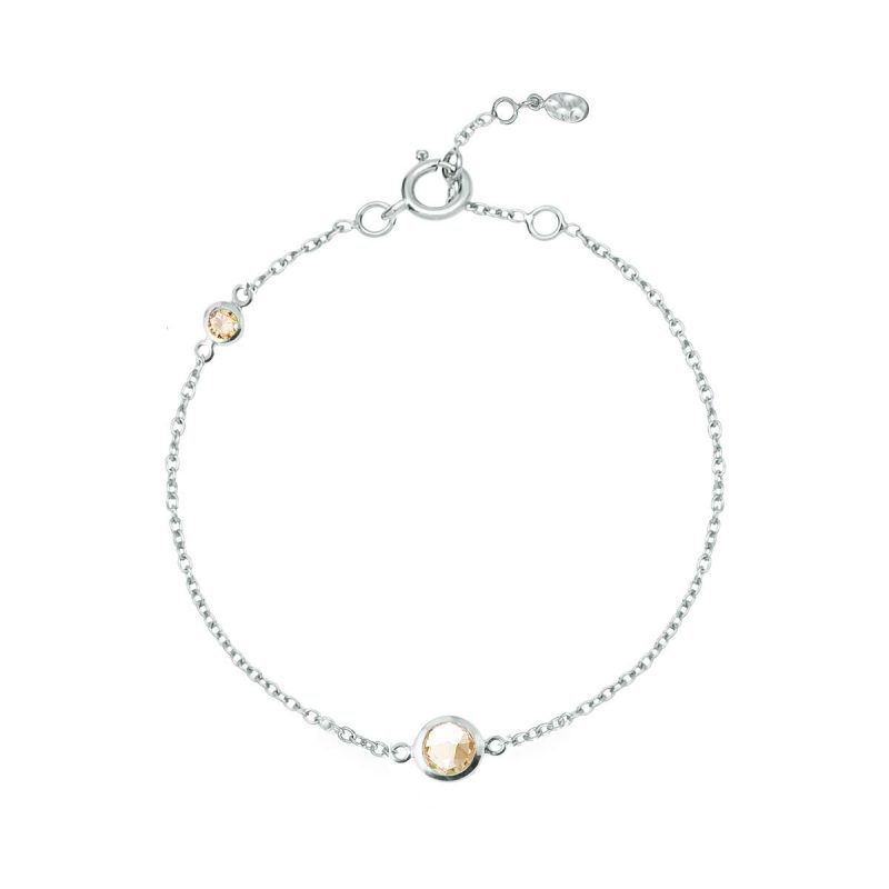 Luceir november birthstone silver and citrine chain bracelet