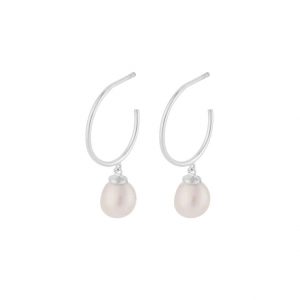 Sterling silver ocean dream pearl hoop earrings