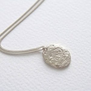 manom jewellery silver happy moon necklace