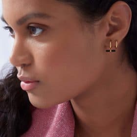 Rachel Jackson Mini Onyx T-Bar Huggie Hoop Earrings-Silverado Jewellery