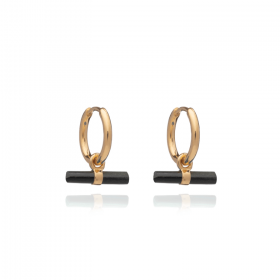 Rachel Jackson Mini Onyx T-Bar Huggie Hoop Earrings- Silverado ewellery