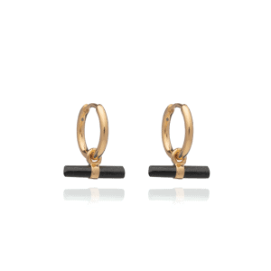 Rachel Jackson Mini Onyx T-Bar Huggie Hoop Earrings- Silverado ewellery