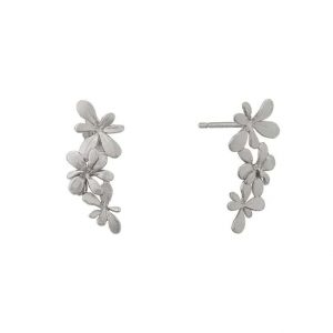 Alex Monroe Silver Sprouting Rosette Stud Drop Earrings - Silverado Jewellery