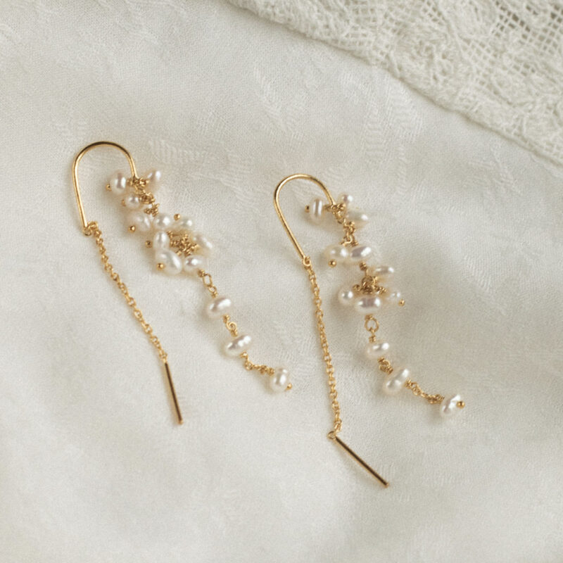 Ocean Treasure Pearl Ear chains - Pernille Corydon - Silverado Jewellery